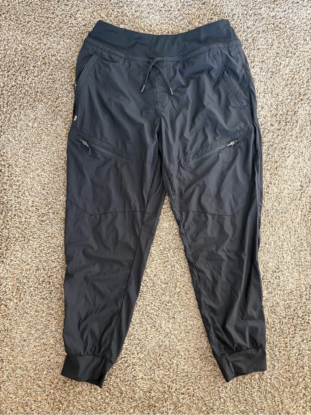 BALEAF Women’s Black Jogger Pants L Nylon/Spandex Zip Pocket Drawstring Workout